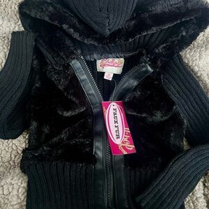 Chillypop Black Faux Fur Hooded Sweater Jacket Brand new with tags 3T